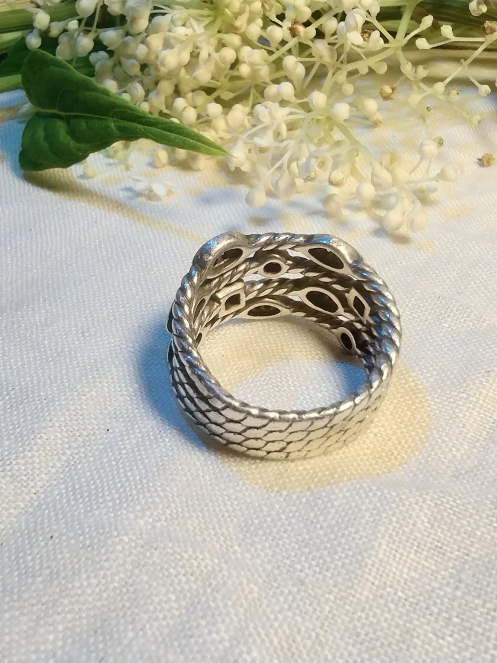 David Yurman Sterling Silver Pave Diamond Stacking Ring Size 7